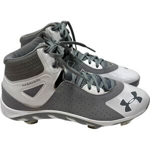 UA Under Armour Spine Heater Mid St Cleats BBG/WHT Gray White 8